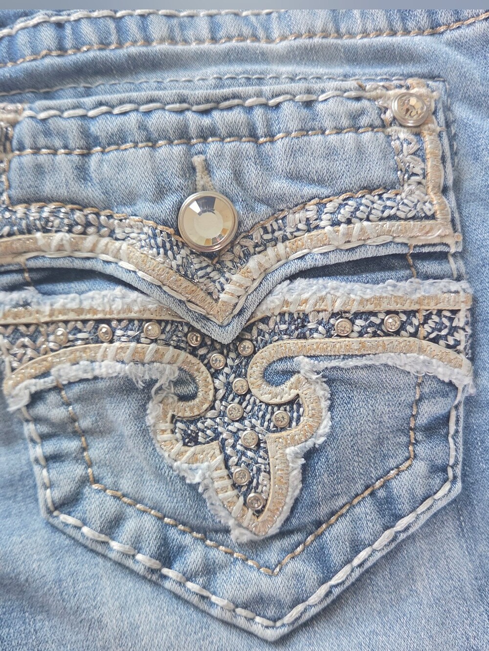 Rock Revival Light Wash Jeans Jena Skinny Bling Embellished Western Cowgirl Boho